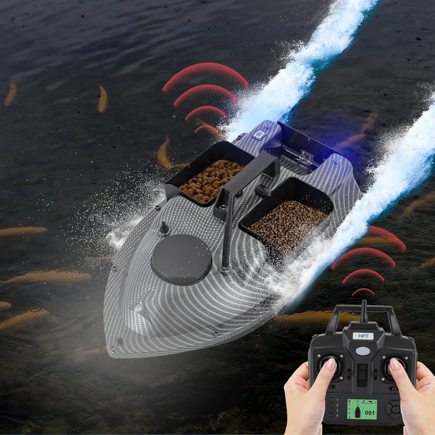 Rechargeable GPS Fishing Bait Boat with 2 Batteries 16 Positioning Points