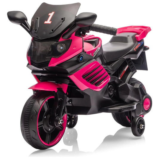 6V Kids Motorcycle, Electric Ride On Car Toy with Training Wheels, Working Headlight, Horn & Music Boys Girls 3-6Y