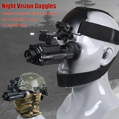 HD 1080P Night Vision Goggles with Head-Mounted  940nm IR 5X Zoom Monocular for Hunting Camping