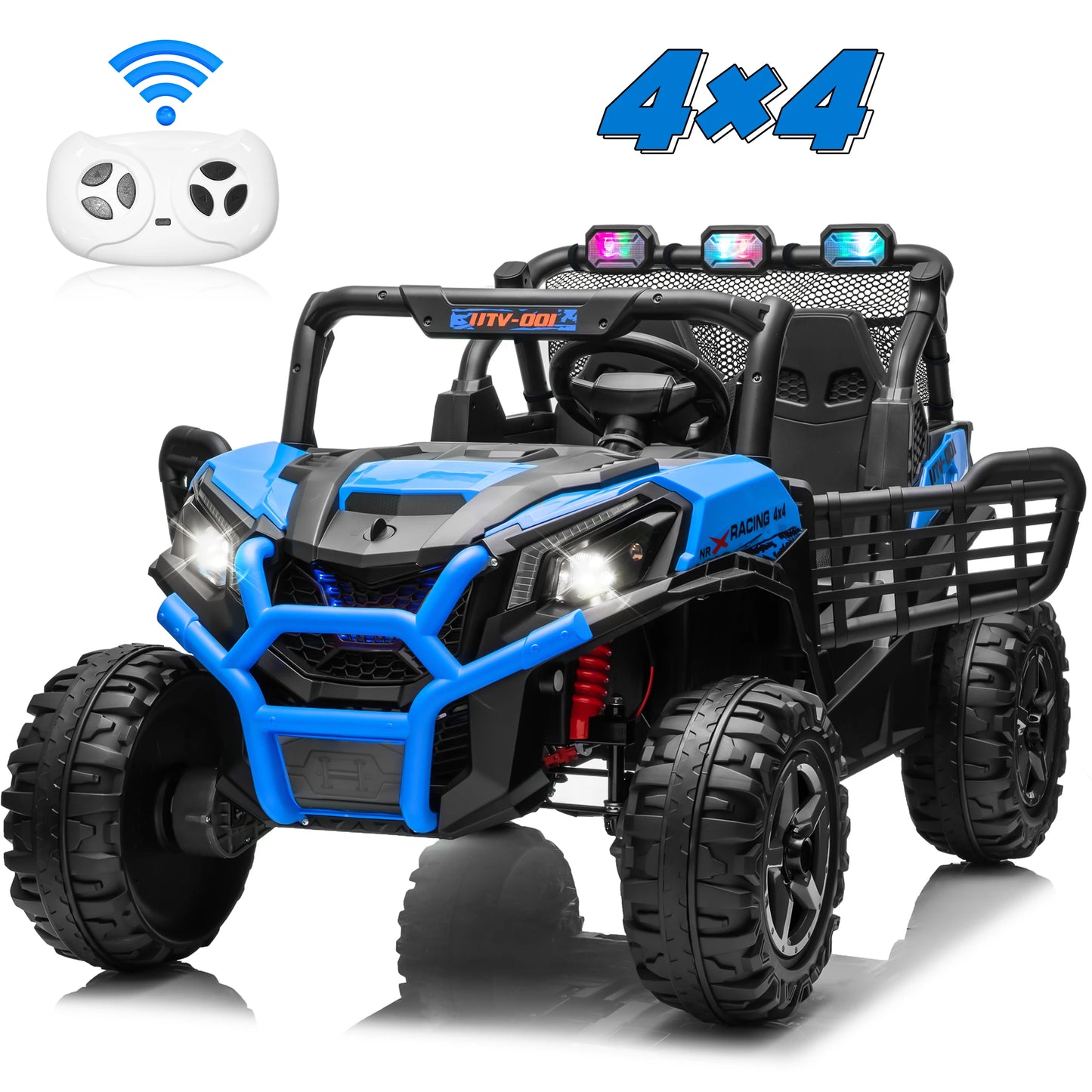 24V XL 2 Seater Car for Girls, 2WD/4WD Switchable Off-Road UTV w/Long-Endurance Battery Power, 3-Speed Remote Controller