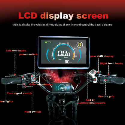 Electric Bicycle 60V 30AH Battery Max Speed 42 MPH