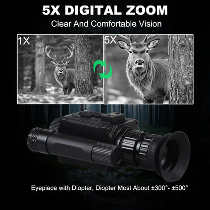 HD 1080P Night Vision Goggles with Head-Mounted  940nm IR 5X Zoom Monocular for Hunting Camping