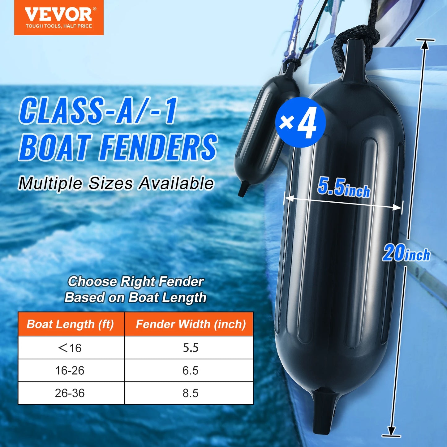 Marine Boat Dock Fender Bumper with Air Pump 4 Ropes