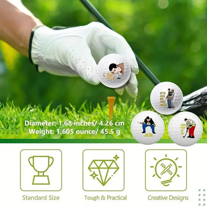 4 Counts Funny Golf Balls Gift Set Funny Novelty Golfer Present for Men Dad Golfing Fan One Standard Size