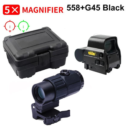 Holographic Collimator Sight 558+G33/G45 Red Dot Optic Sight W/20mm Rail Mounts &Quick Detach Lever