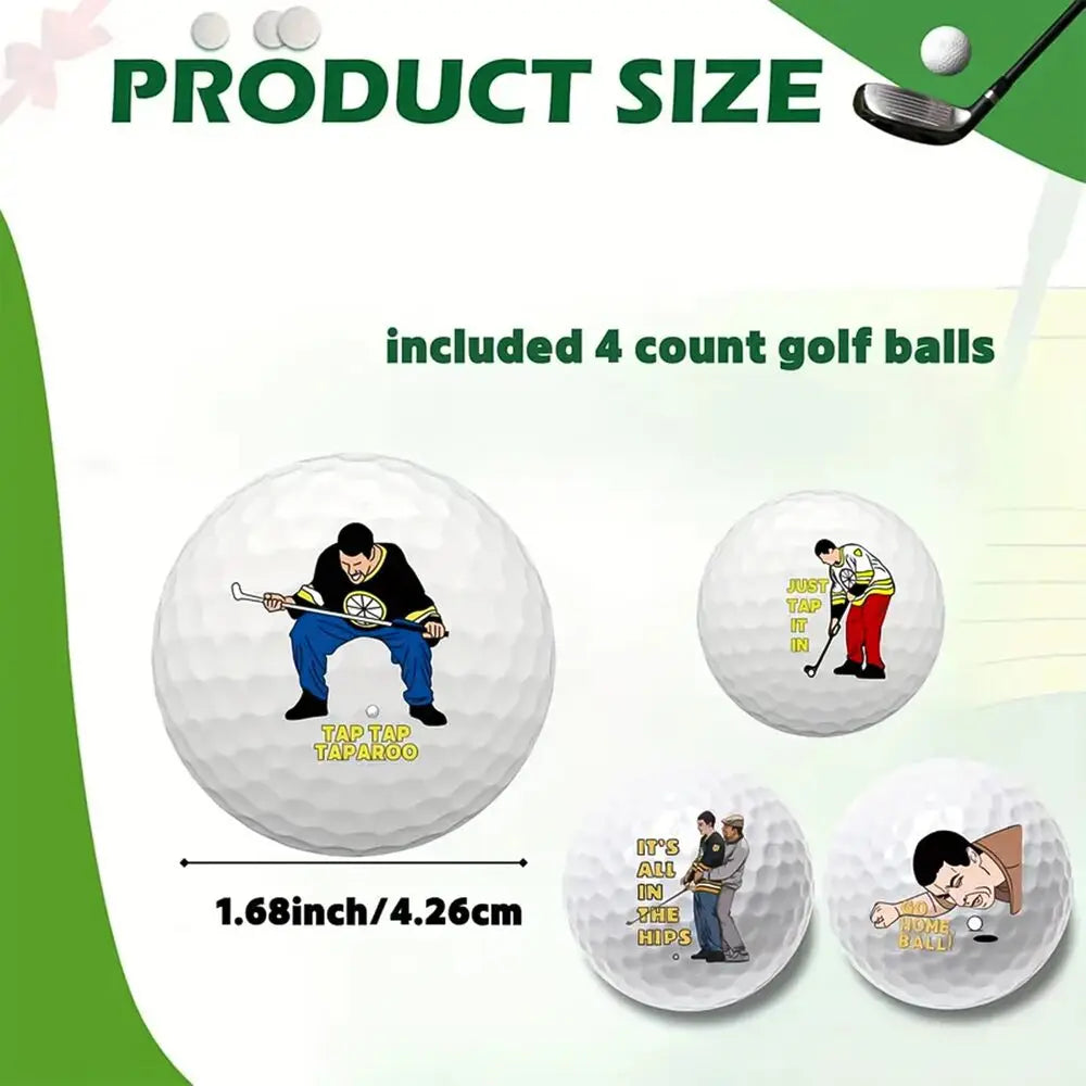 4 Counts Funny Golf Balls Gift Set Funny Novelty Golfer Present for Men Dad Golfing Fan One Standard Size