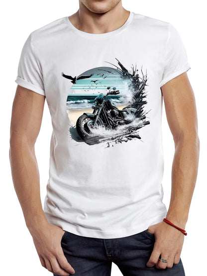 Vintage Dirty Motorcycle Men T Shirt Casual Cool Rider Male Tops Hipster Retro Motocross Printed Tee