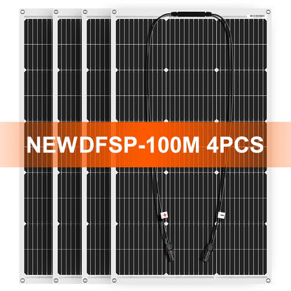 18V 100-400W Flexible Waterproof Monocrystalline Solar Panels