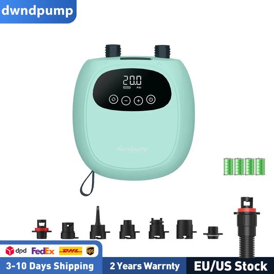 dwndpump Electric 20PSI SUP Pump 38.48Wh Battery for inflatables boats, toys