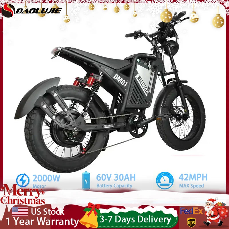 Electric Bicycle 60V 30AH Battery Max Speed 42 MPH