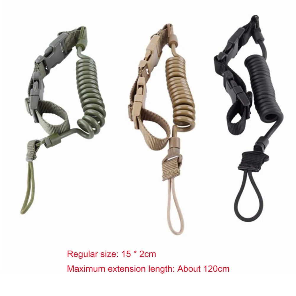 Outdoor Tactic Spring Lanyard Elastic Retractable Waist Hanging for hand Guns Rifle Sling