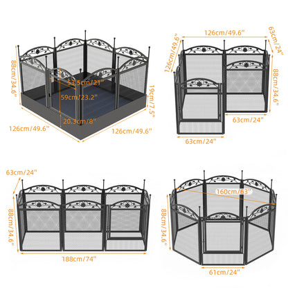8 Panels DIY Heavy Duty Dog Pen Outdoor Indoor Metal Fence