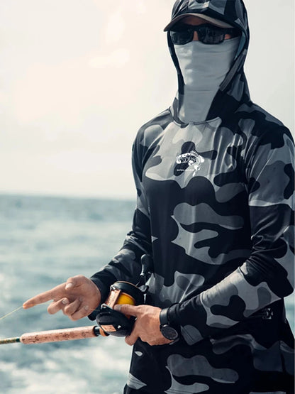Fishing Hoodie Men Long Sleeve Sun Protection