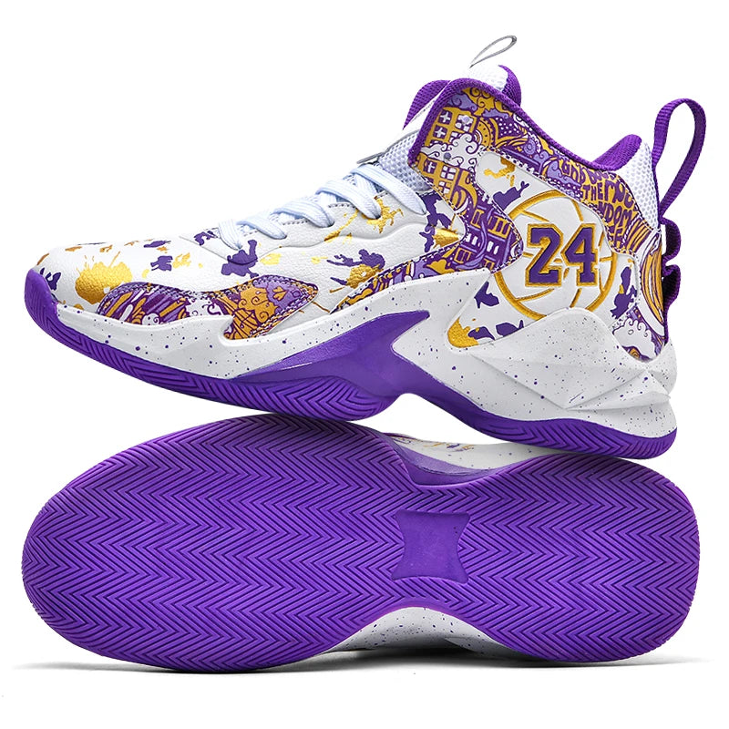 Men's Basketball Shoes No-Slip Breathable Outdoor Shoes Fashion Graffiti