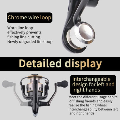 1 Piece Two-Hand Rotating Fishing Reel, He1000-7000 Series, 5.2:1 Gear Ratio, 22.05lb Extraction, Smooth and Sensitive Aluminum Alloy Body, Pa Nylon, Left/Right Hands Suitable for Freshwater and Saltwater