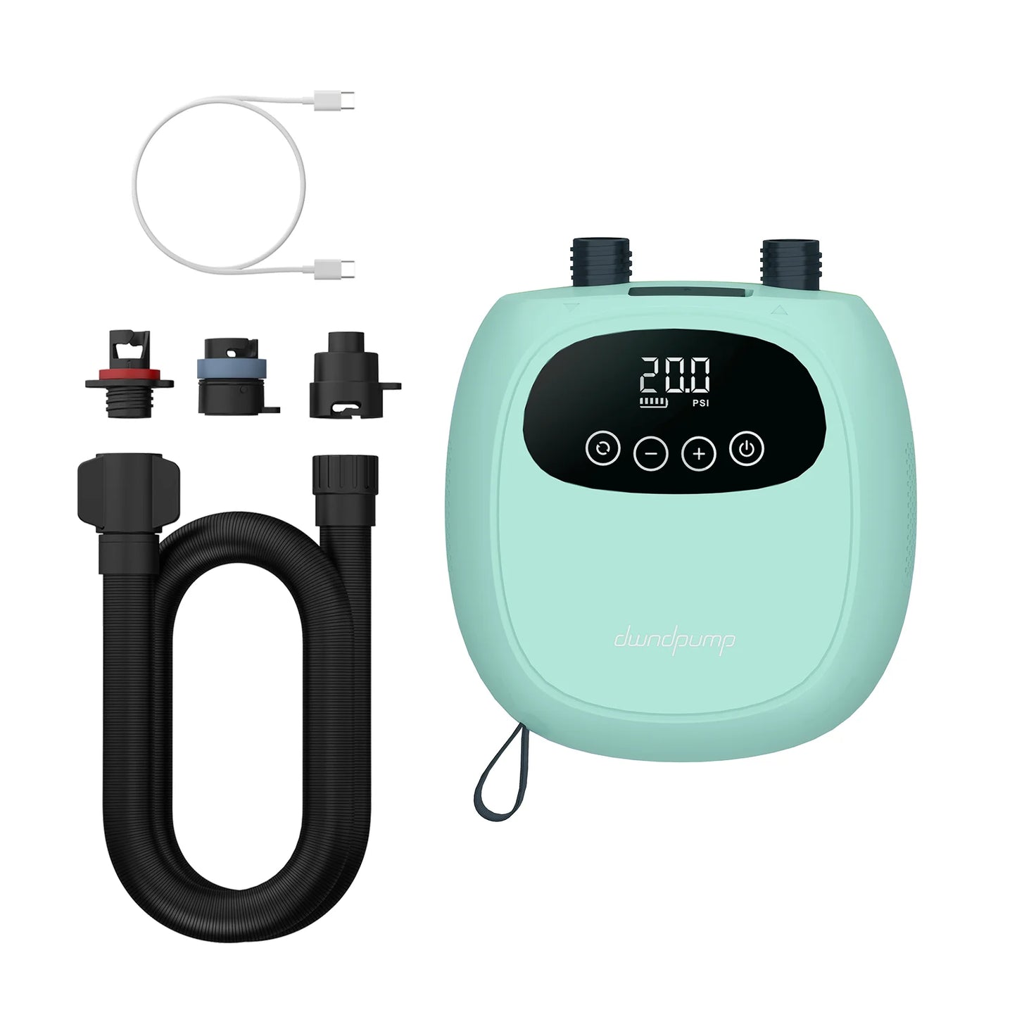 dwndpump Electric 20PSI SUP Pump 38.48Wh Battery for inflatables boats, toys