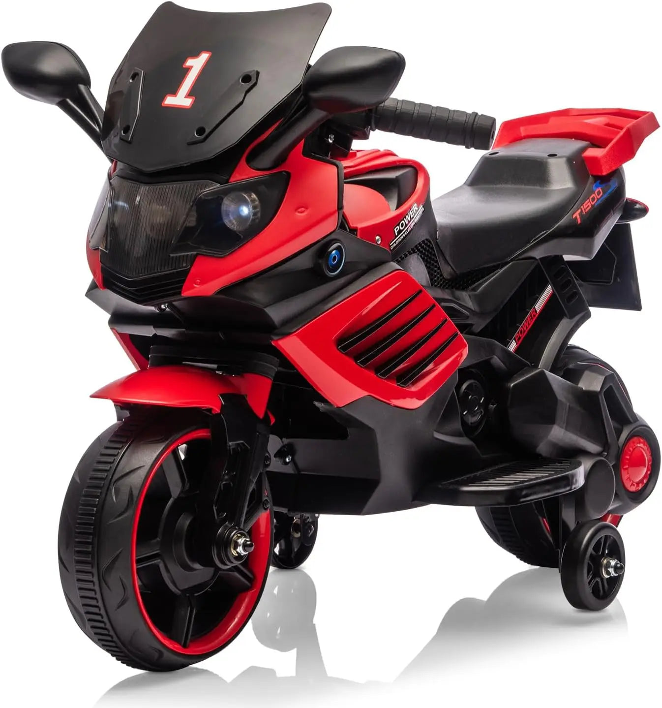 6V Kids Motorcycle, Electric Ride On Car Toy with Training Wheels, Working Headlight, Horn & Music Boys Girls 3-6Y