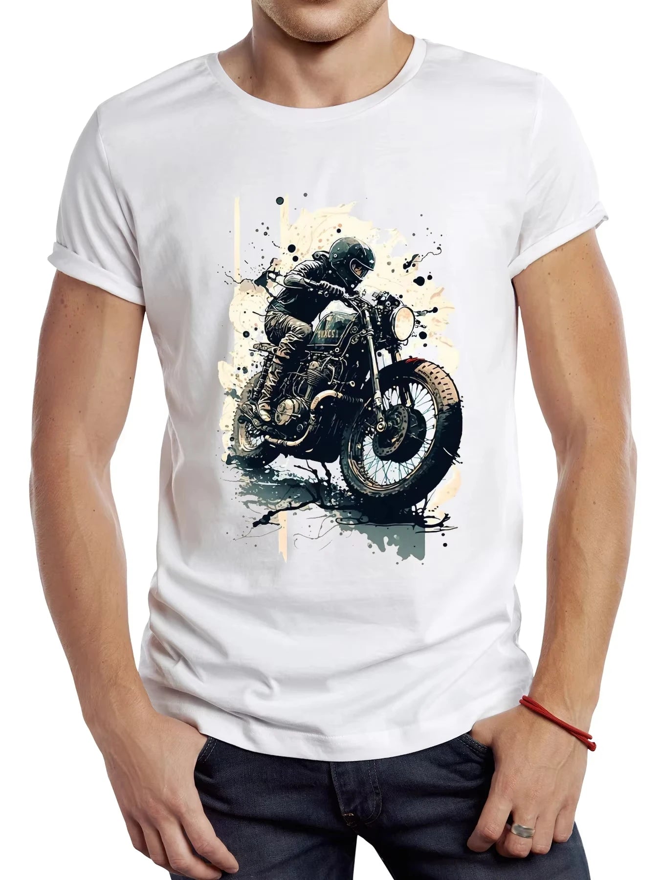 Vintage Dirty Motorcycle Men T Shirt Casual Cool Rider Male Tops Hipster Retro Motocross Printed Tee