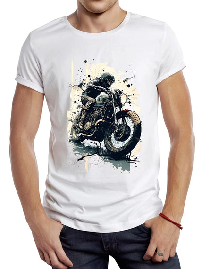 Vintage Dirty Motorcycle Men T Shirt Casual Cool Rider Male Tops Hipster Retro Motocross Printed Tee