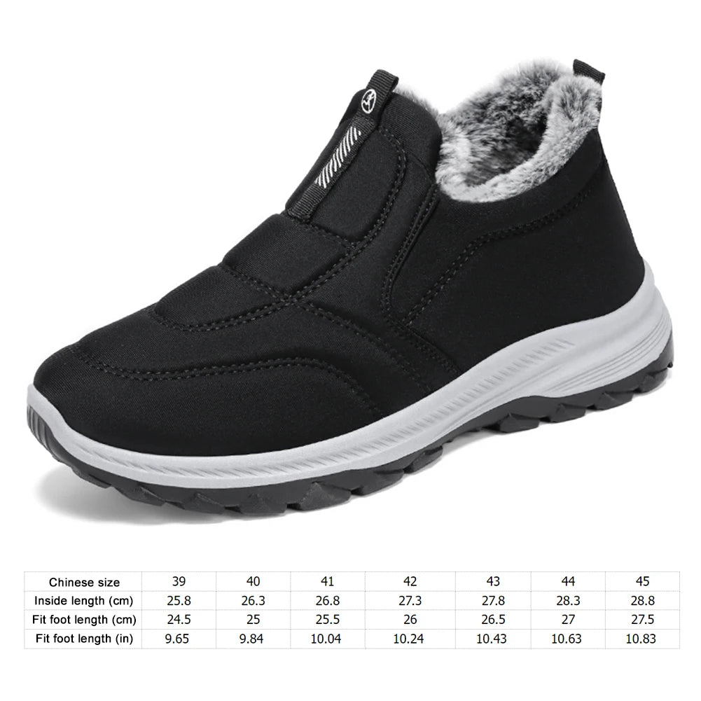 Warm Walking Shoes Lightweight Thermal Ankle Non-slip Slip On Sneakers Thick Fur