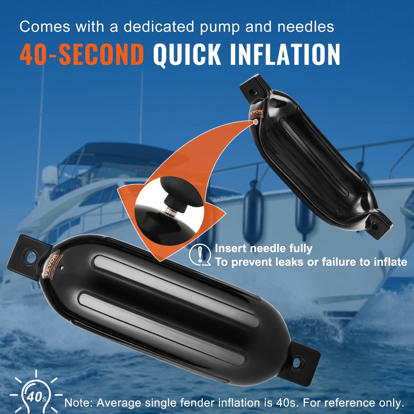 Marine Boat Dock Fender Bumper with Air Pump 4 Ropes