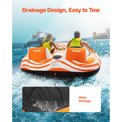 Towable Tubes for Boating 2Person Inflatable Boat Tubes 340lbs Water Sport Tubes for Boat to Pull-with 840D Full Nylon