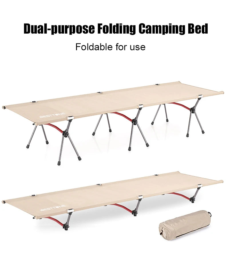 Camping Cot with Leg Extenders Portable Folding Bed Ultralight Aluminum Alloy Sleeping Cot for Outdoor Hiking Travel