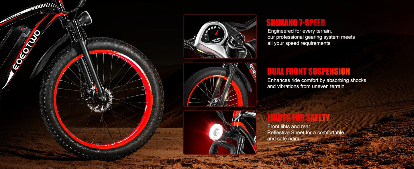 Electric Bike Adult 26" Fat Tire 1500W Peak Motor Electric Bicycle 34Mph Mountain 60Mile Range UL2849