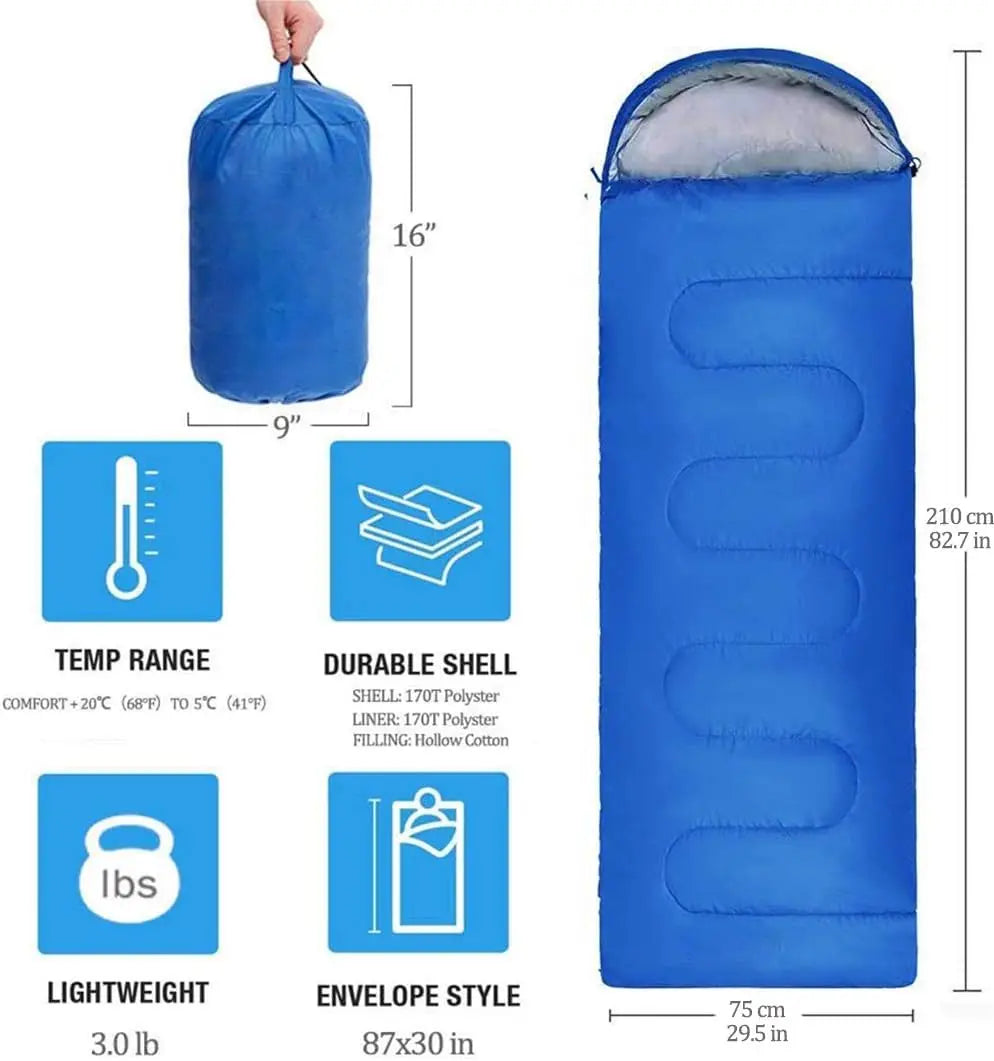 Adult Camping Single Sleeping Bag 210*75CM 5-20 Degree