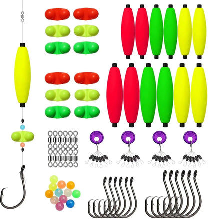 Tackle Making Kit - 102PCS/99PCS Rig With Floats, Hooks, Swivels, and Fishing Bells