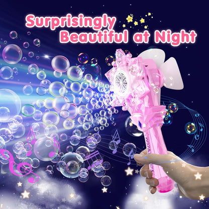 Recharge Bubble Wand X2 for Kids Girls Boys LED Electric Auto Snowflake Bubble Blower Gun With LED Light Music Outdoor Fun