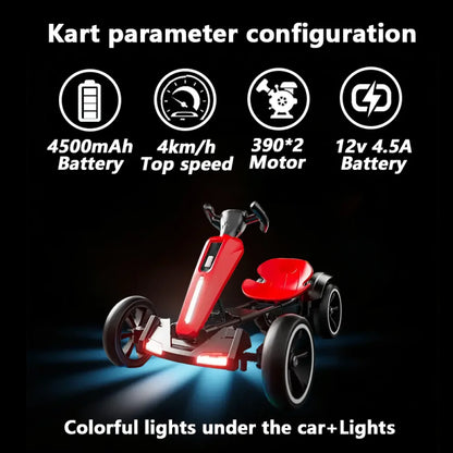 12V electric Kids Pedal Go Kart, Outdoor Ride on Toy with Adjustable Seat, 4 Wheels for Boys and Girls