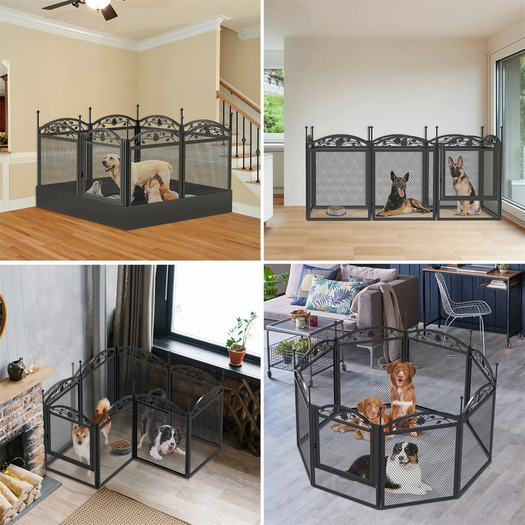 8 Panels DIY Heavy Duty Dog Pen Outdoor Indoor Metal Fence