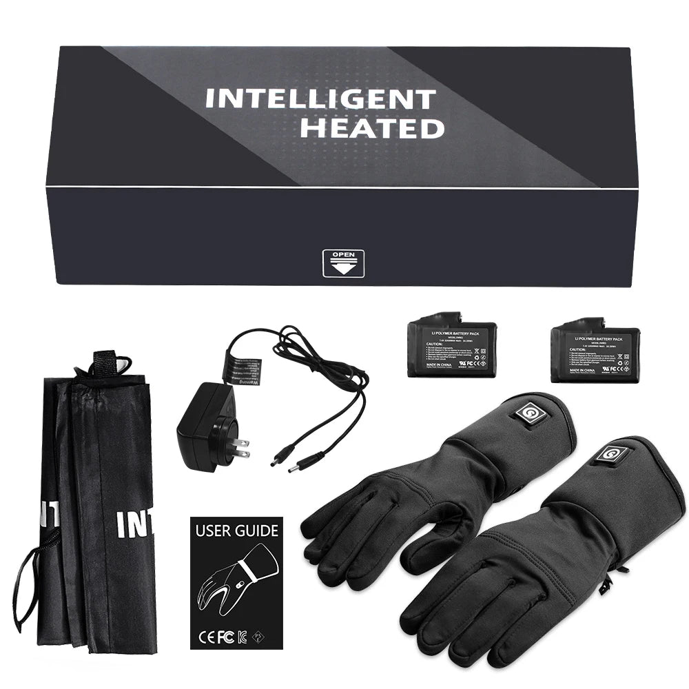 Winter Wind & Waterproof Thermal Heated Gloves with Rechargeable Battery