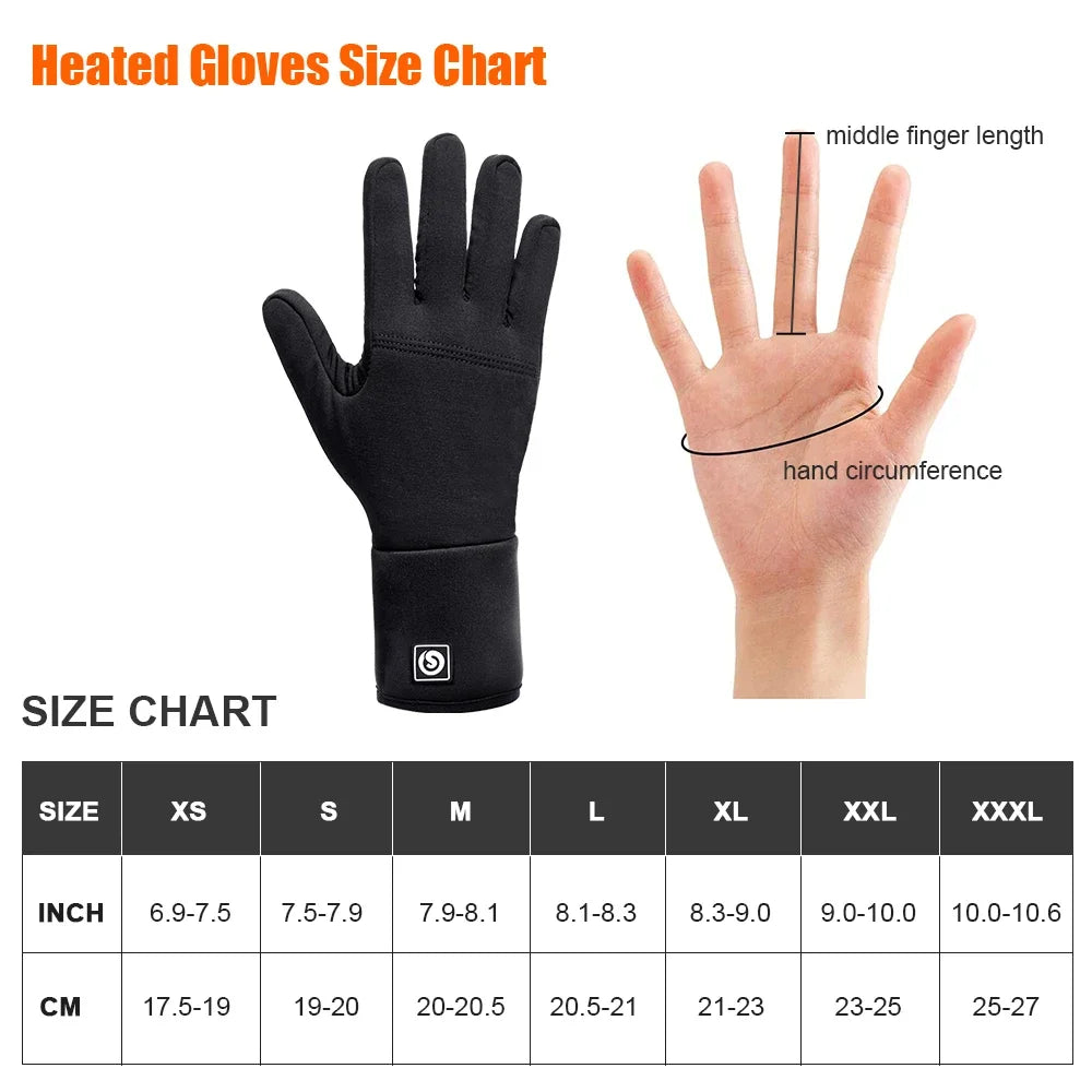 Winter Wind & Waterproof Thermal Heated Gloves with Rechargeable Battery