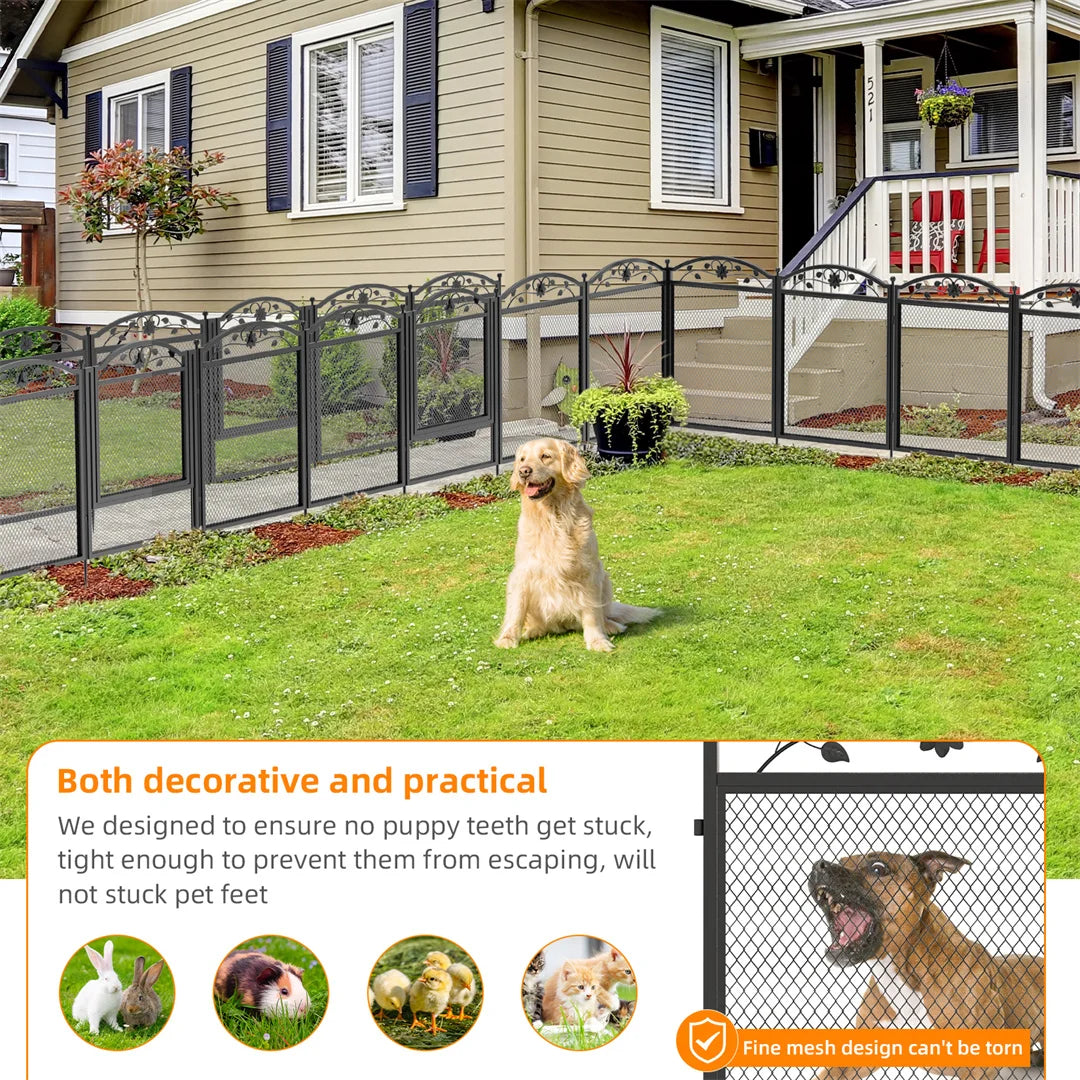 8 Panels DIY Heavy Duty Dog Pen Outdoor Indoor Metal Fence