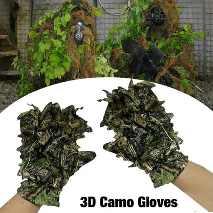 Hunting 3D Ghillie Gloves Camouflage Suit Gloves Leafy Camouflage Headwear For Jungle Wildlife Photography