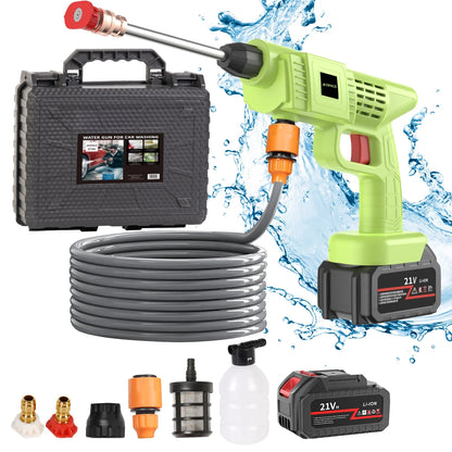 Portable Cordless Handheld High Pressure Wash Gun, 2 Rechargeable Battery Powered, Nozzle Stainless Steel take anywhere camping, boating