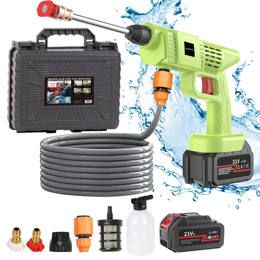 Portable Cordless Handheld High Pressure Wash Gun, 2 Rechargeable Battery Powered, Nozzle Stainless Steel take anywhere camping, boating