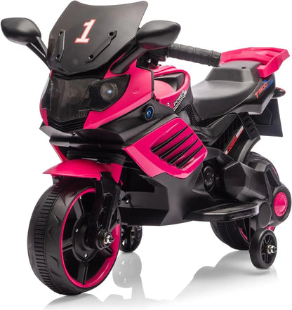 6V Kids Motorcycle, Electric Ride On Car Toy with Training Wheels, Working Headlight, Horn & Music Boys Girls 3-6Y