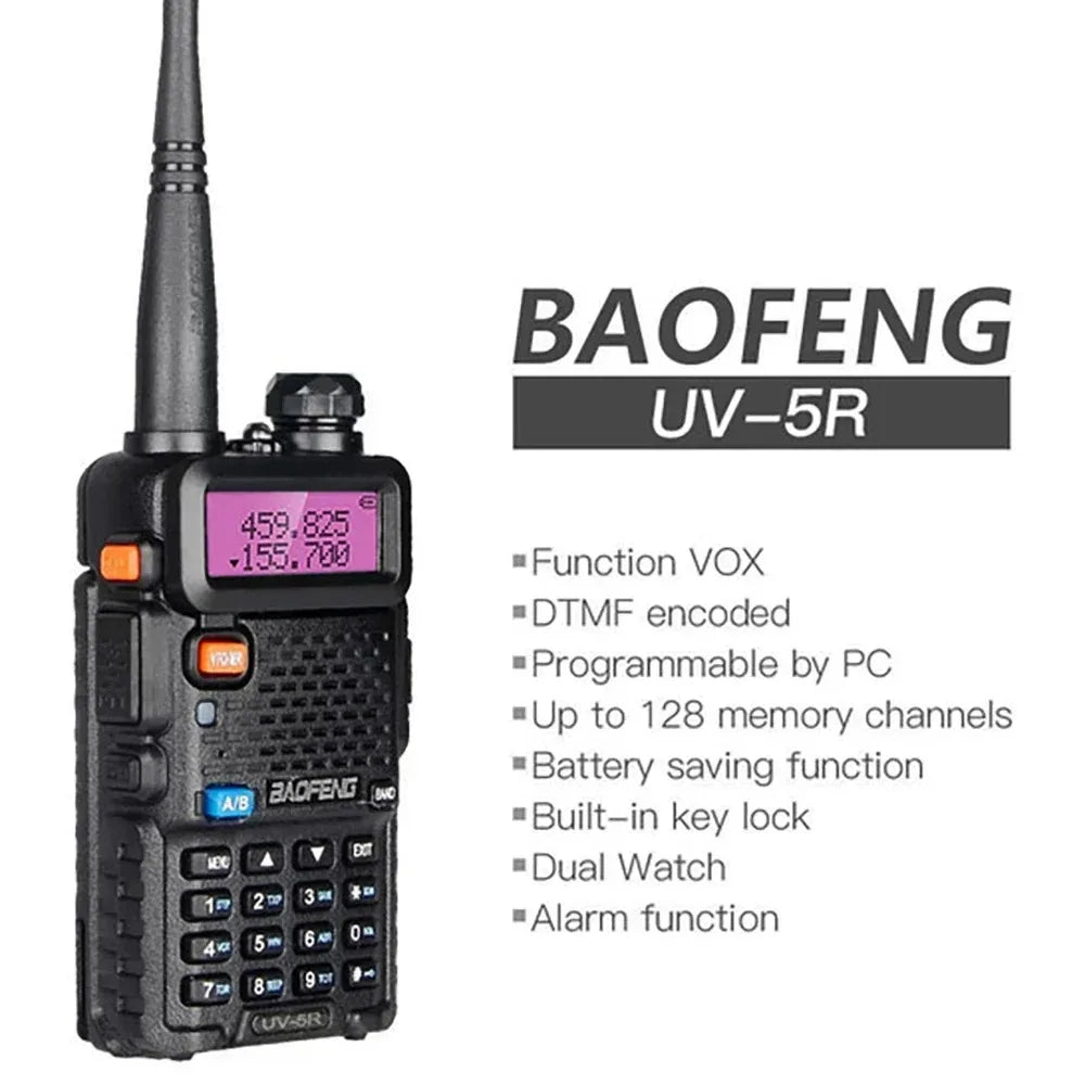 2pcs BAOFENG UV-5R 5W 8W High Power Dual Band Two Way Radio Long Range Handheld Portable Walkies Talkies