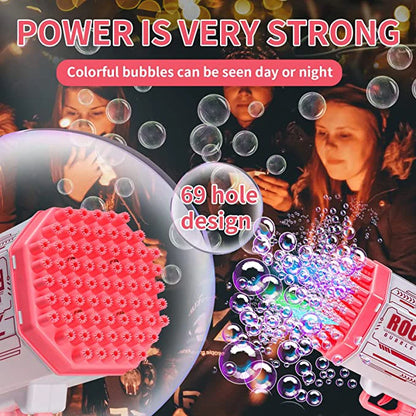 Bubble Gun Kids Toys Rocket 69 Holes Soap Bubbles Machine Gun