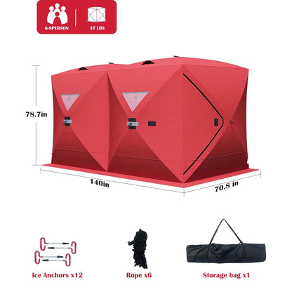 Portable Pop Up Ice Fishing Shelter Waterproof & Windproof Oxford Fabric