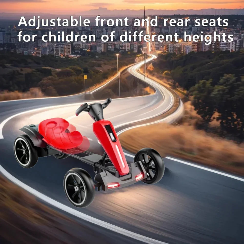 12V electric Kids Pedal Go Kart, Outdoor Ride on Toy with Adjustable Seat, 4 Wheels for Boys and Girls