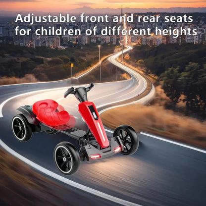 12V electric Kids Pedal Go Kart, Outdoor Ride on Toy with Adjustable Seat, 4 Wheels for Boys and Girls