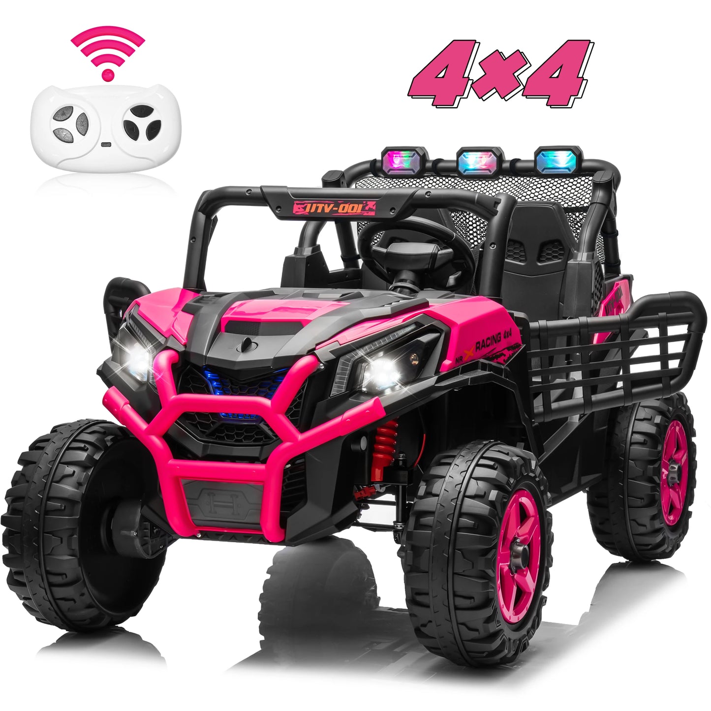 24V XL 2 Seater Car for Girls, 2WD/4WD Switchable Off-Road UTV w/Long-Endurance Battery Power, 3-Speed Remote Controller