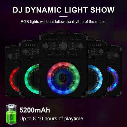 Karaoke Machine with 3 Mics& DJ Disco Ball Light, Portable Bluetooth Speaker with LED Lights