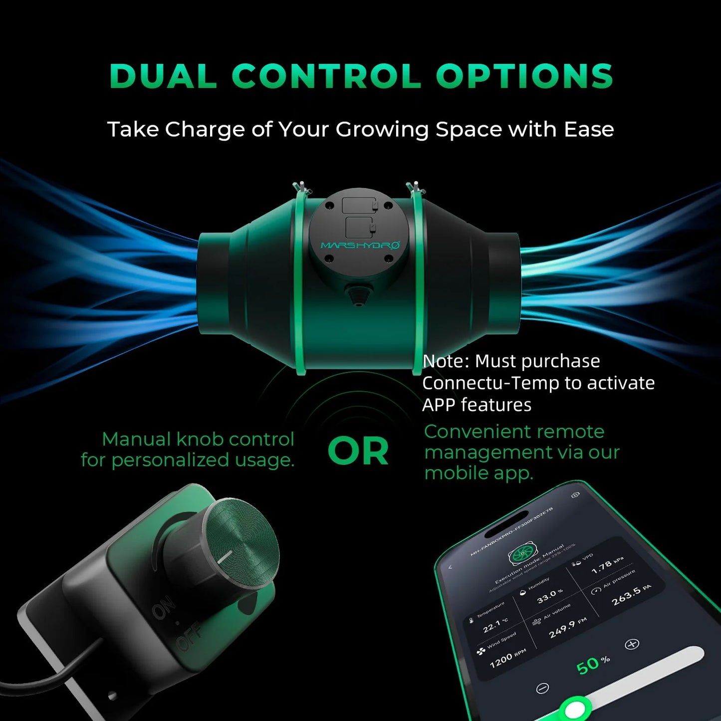 2025 Mars Hydro 4'' 6'' Smart Ifresh Inline Ducting Fan Ventilation Kits with Carbon Filter for Grow Tent Kits