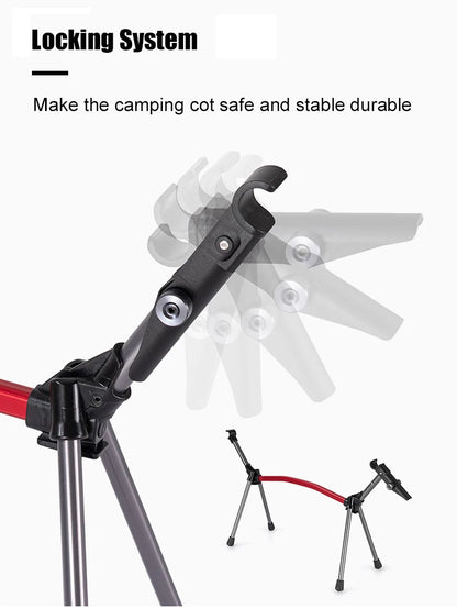 Camping Cot with Leg Extenders Portable Folding Bed Ultralight Aluminum Alloy Sleeping Cot for Outdoor Hiking Travel