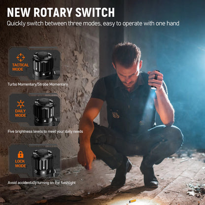 Wurkkos TD07 1300LM Tactical Flashlight 479M Long Throw IP68 Waterproof 18350 Battery